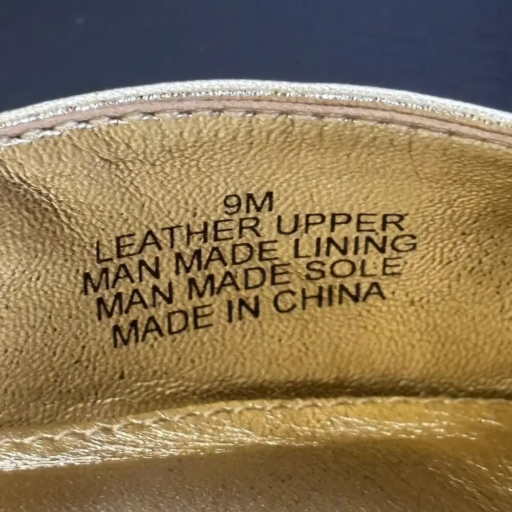 Lilly Pulitzer Brit Gold Leather Slingback Dressy Summer Event Bling Bow Size 9 - Picture 9 of 15